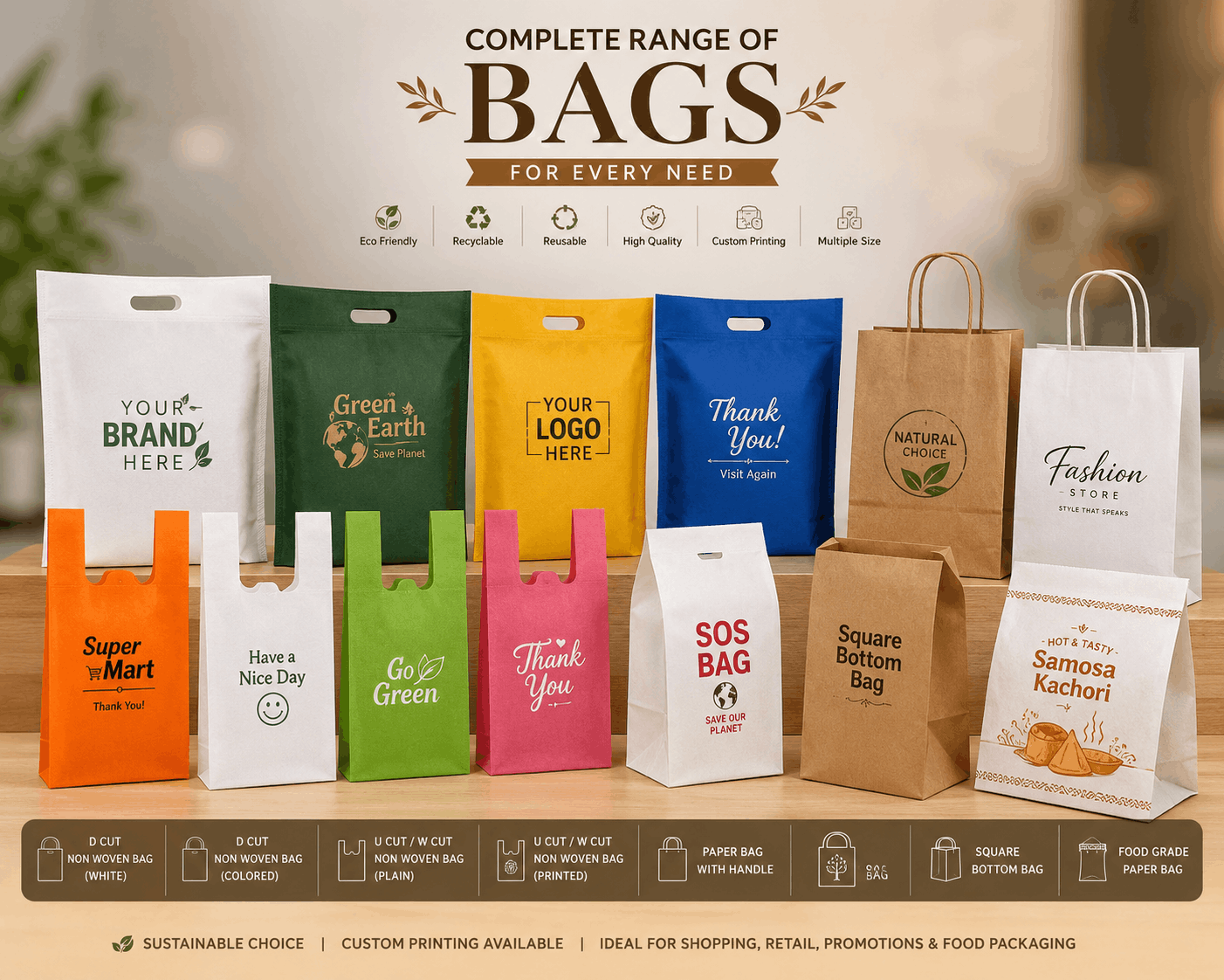 Kraft Paper Carry Bags with Handle